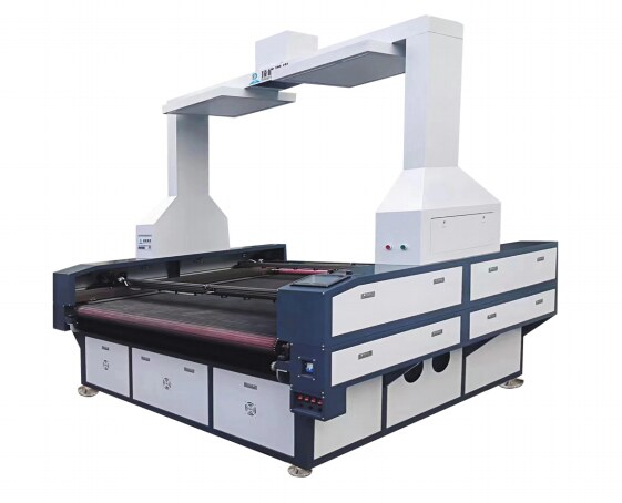 CO2 laser cutting machine DF series with auto-feeding conveyor and vision camera
